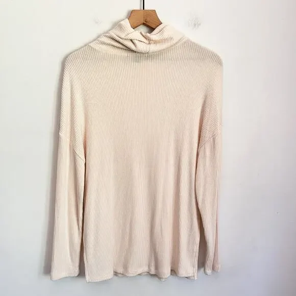 Sanctuary Ribbed Turtleneck Long Sleeve Top Cream Size S - Picture 6 of 7